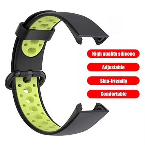 Image of YODI Soft Silicone With Metal Buckal Classic Strap Bands for Redmi Watch 2 Lite /Redmi GPS Smart Watch Only, Comfort and Flexible Straps for Men Women and Kids (BLACK-GREEN)