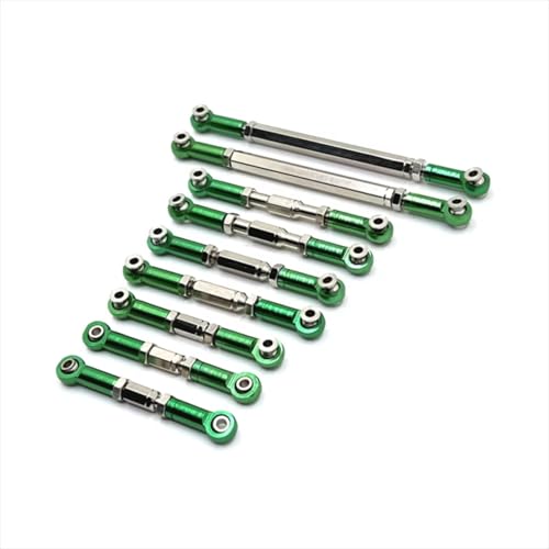 Rc Special Connecting Rod for WLtoys 12429 1/12 9pcs Metal Steering Pull Rod RC Car Trucks Off-Road Tracked Vehicles Parts and Accessories Upgrades Replacement Use(Green)