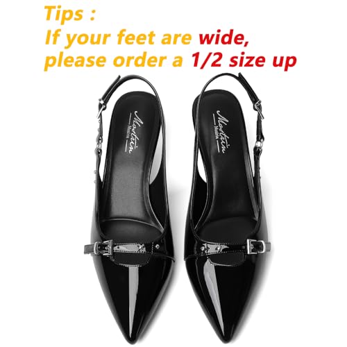 Image of Mostrin Kitten Heels for Women Slingback Pointed Closed Toe Heels Women's Pumps Shoes for Wedding, Party, Commuting