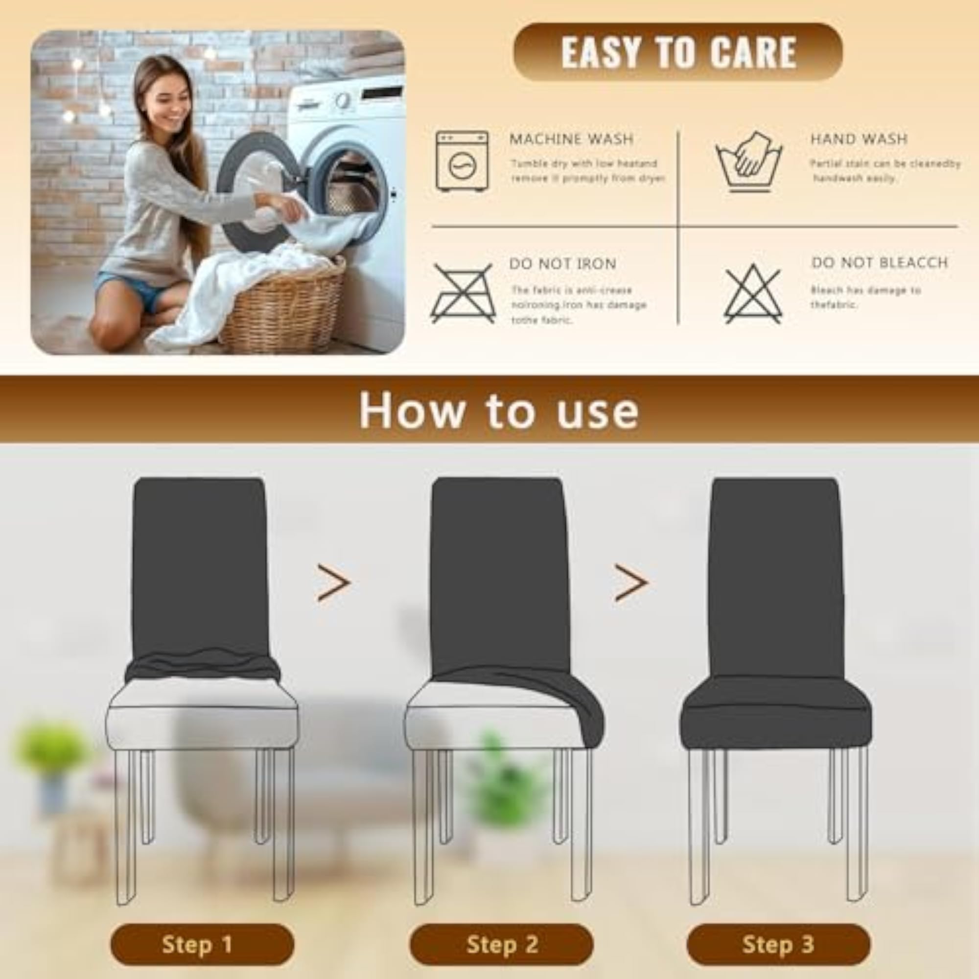 Jacquard Chair Cover Stretch Removable Washable Dining Chair Protector