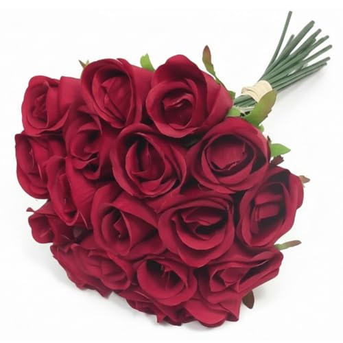 A1-Homes Artificial Roses Bundle of 18 Artificial Red Roses 30cm Bunch of Fake Flowers for Decoration Artificial Flowers for Outdoor & Indoor Events Wedding Party Home Decoration