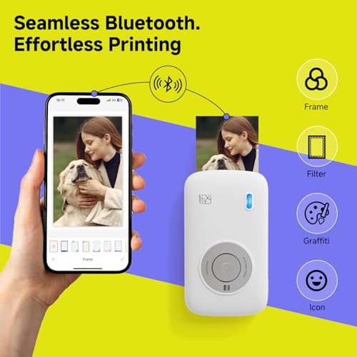 Image of HPRT CP2100 Portable Photo Printer for iPhone & Android, 2 * 3 Instant Color Mini Printer, Bluetooth 5.0, Type-C Charging, Dye-Sublimation Tech, Initial 10 Sheets Included