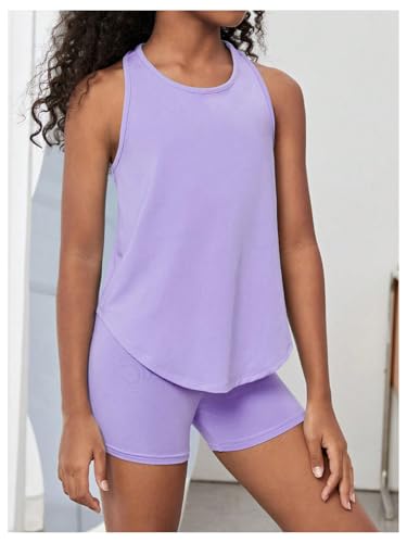 Image of BEAUDRM Girl's 2 Piece Workout Outfits Crop Top and Shorts Athletic Sets | Activewear Sets，Dance Sets，Tumbling Outfits，Hip Hop Dance Outfits，Cheer Practice Outfits for Girls