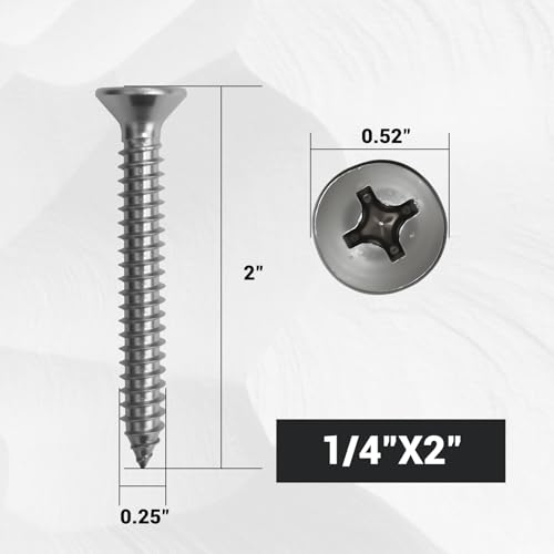 Tornillos autorroscantes 1/4" x 2" acero inoxidable 25 unidades miniatura 3