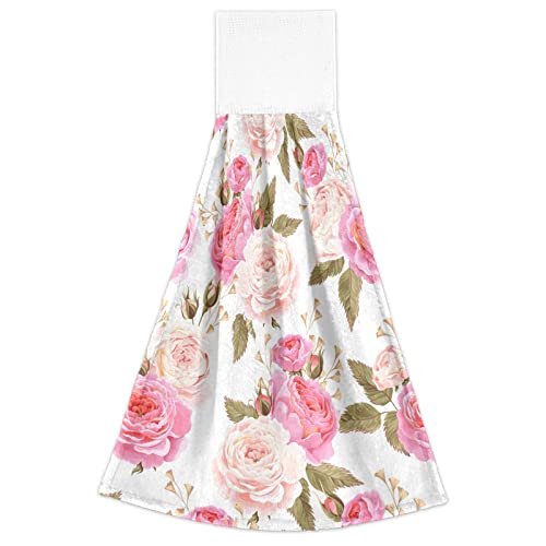 Boccsty Pink Rose Flower Floral Hanging Kitchen Towels 2 Pieces Spring Dish Towels Dish Towels Tie Towel Tea Towels For Bathroom Farmhous Housewarming Home #TOP1