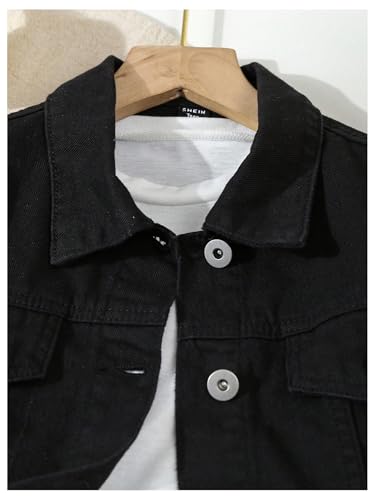 GORGLITTER Girl's Ripped Jean Jacket Button Down Long Sleeve Crop Denim Jackets Spring Fall Outerwear3