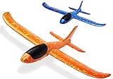 FunBlast Airplane Toy Set of 2-17.5 Large Throwing Foam Plane, Dual Flight Mode, Aeroplane Gliders, Flying Aircraft, 3-10 Year Old Boy, Girls - Random Color Dispatch