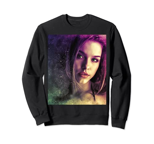 The Only Beautiful Woman With Purple Hair Dark Brown Eyes Sweatshirt, Black