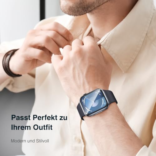 Image of LK Case for Apple Watch Series9 /Series8 /Series7 45mm with Screen Protector | 2Pack Touch Sensitive Ultra-Thin Bumper Full Protective Cover Hard PC Case Tempered Glass for iWatch 45mm, Clear