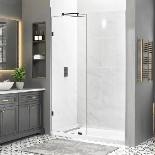 28' W x 78' H Frameless Shower Glass Panel, Single Fixed Shower Panel Screen with Clamps, 5/16'(8mm...