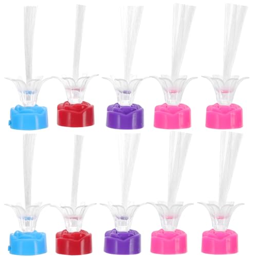 OATIPHO 10pcs Fiber Optic Lights, Led Colourful Changing Fibre Fiber Led Lamp Crystal Mood Novelty Lamps Multicolor for Home Decor Party Festival Night Light
