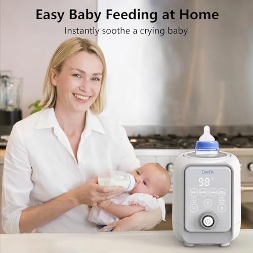 Dorfly Swirlable Baby Bottle Warmer 3 Mins Fast Bottle Warmer 9 in 1 Bottle Warmer for Breastmilk & Formula Accurate Tempertature Control Milk Warmer for Baby with Night Light for Bedroom