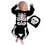LISfsa Newborn Baby Boys Girls Onesie Bodysuit Skeleton Jumpsuit Halloween Bone Print Romper...
