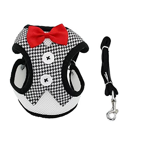 ペットリーシュ、 リード ホワイト 子犬 猫 ハーネス リーシュ セット ペット ベスト 小型犬 ウサギ ドレス リボン 胸 ベルト 首輪 S(M)