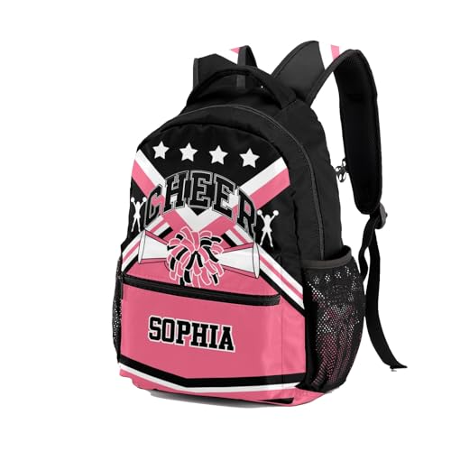 Pink Black Cheerleader Backpack Personalized Waterproof Casual Daypack Gift for Holiday Birthday2