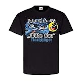Design/Druck aus Deutschland JG 300 Wilde SAU Nachtjäger Jagdgeschwader Verbandsabzeichen T Shirt #24823, Größe:3XL, Farbe:Schwarz