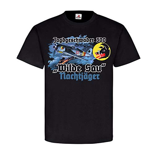T-shirt JG 300 Wilde SAU noir grande taille XXXXXL avec insigne de chasse militaire