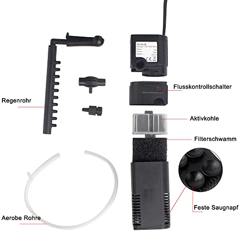 OMECO Filtro Acquario Pompa Filtro Interno 450l/6w...