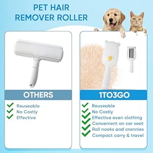 Pet Hair Remover Roller Compact Cat/Dog Hair Remover Deep Clean Convenient to Carry Reusable Lint Roller for Carpet, Furniture, Clothing and Bedding, Carpets and Car Seats (White)