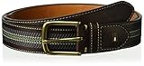 Tommy Hilfiger Men's Casual Belt with Center Stripe Stitch Detail, Brown/Navy/Green, 38