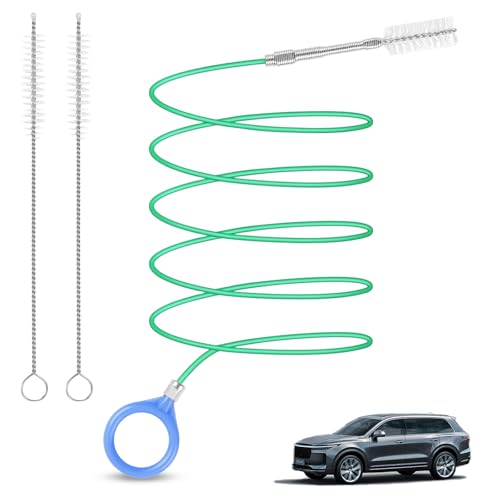 Adiwo Car Drain Hole Cleaning Brush, 3m Car Drain Hole Cleaner, Car Drain Hole Unclogging Soft Brush with 2 Pack 24cm Cleaning Brush for Car Sunroof Wiper Drain Hole