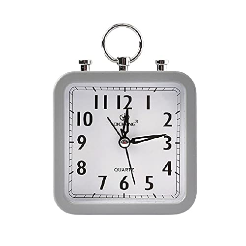Muellery Sm Table Clocks Decorative Analog Alarm Clock Square Bedside Table Clock Grey Tpca106443 #TOP16