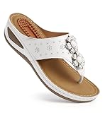 Ecetana Womens Wedge Sandals Dressy: 2026 Comfortable Casual Summer Flip Flops Walking Platform Slides Shoes