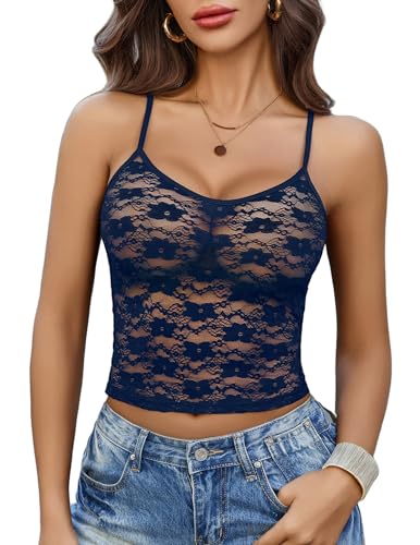Image of Avidlove Bralettes for Women Lace Spaghetti Strap Camisole Y2k Crop Tops Going Out Tank Tops