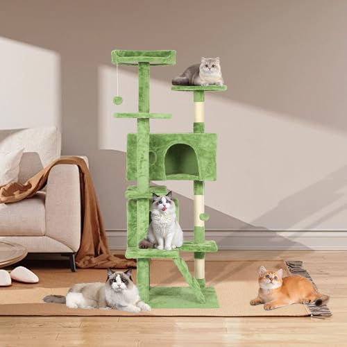 Árbol moderno para gatos de 3 niveles verde miniatura 2