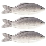 Hemobllo 3 Adornos de Peces Realistas, Accesorios de Imitación de Peces, Decoraciones de Escritorio de Poliuretano, Gris, 5.43 X 1.69 X 0.87 Pulgadas