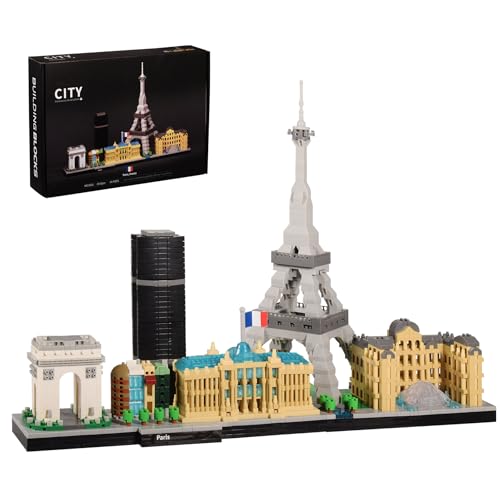 Paris City Skyline Building Kit 3680 PCS Adult Collectible 3D Block Set | Eiffel Tower Arc de Triomphe Louvre & More | Mirco Mini Bricks (8051)