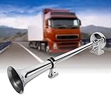 [Material premium]: la bocina de aire de la camioneta está hecha de zinc cromado, para garantizar la máxima resistencia y durabilidad para un uso duradero, suficiente para resistir cualquier clima y forma de elementos de ventisca.