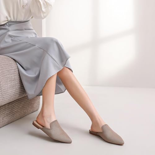 Image of Tilocow Knit Mules Office Slip on Loafers Business Casual Flats for Women