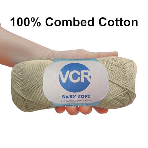 Image of VCR 4Ply Buttersoft Yarn, 100 Grams Hank, 320 Meters Length, Cotton Combed Ball for Crochet and Knitting, Soft Crosia Threads, Pack of 1 Yarn, Suitable for DIY Crafts