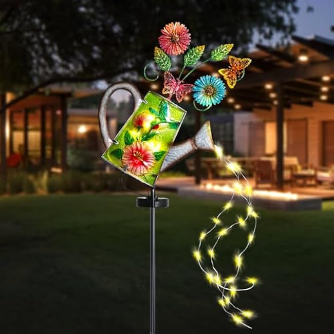 Bshine Solar Watering Can with Light, Hummingbird Solar Light Outdoor Garden Decoration for Porch Path Yard Decoration Lawn Ornaments Gardening Gift