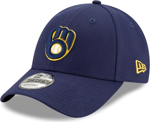 New Era MLB The League 9FORTY Team Color Primary Logo Adjustable Hat Cap One Size Fits All - Milwaukee Brewers Navy