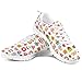POLERO Damen Laufschuhe Sportschuhe Turnschuhe Trainers Running Fitness Atmungsaktiv Freizeit Sneakers mit Bunt Cartoon Kirsche Donut Kuchen Süßigkeiten Print Weiß 35 EU