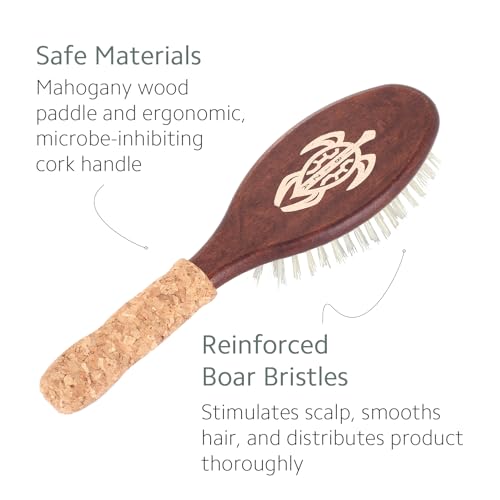 Ibiza Hair Oval Boar Flat Brush (OC Series) | Reinforced Boar & Nylon Bristles with Cork Handle | Creates Shiny Looks | Ideal for Short to Long Styles | Use Before or After Blowouts | Heat Resistant
