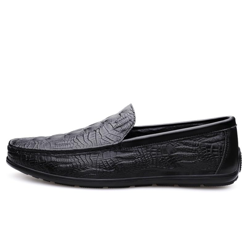 Men's Loafers Shoes Round Toe Vegan Leather Crocodile Embossed Loafer Comfortable Slip Resistant Flat Heel Classic Outdoor Slip-on3