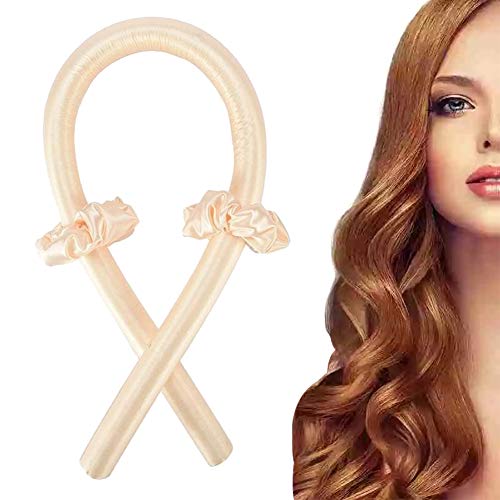 Heatless Hair Curlers For Long Hair To Sleep In Overnight,No Heat Silk Curls Headband, Soft Foam Hair Rollers, Curling Ribbon and Flexi Rods for Natural Hair (Yellow)