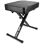 RockJam Adjustable Piano Stool/Keyboard Bench with Simply Piano Lessons – Thick Padded Piano Seat, Folding X-Frame Design, 4 Height Positions, Heavy-Duty Steel Frame Supports 340 lbs