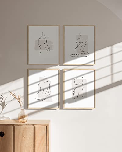 RipGrip Line Art Wall Decor – Set of 4 Minimalist Line Drawing Prints, Modern Art Prints, Minimalist Wall Art (Unframed, 8x10) - Image 6