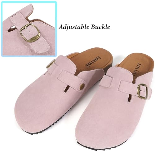 Image of Genuine Suede Clogs Womens Mens Cork Footbed Sandals Potato Shoes | Unisex Suede Leather Mules ,Arch Support,Adjustable Metal Buckle,Cork and Rubber,Wonderful Quality
