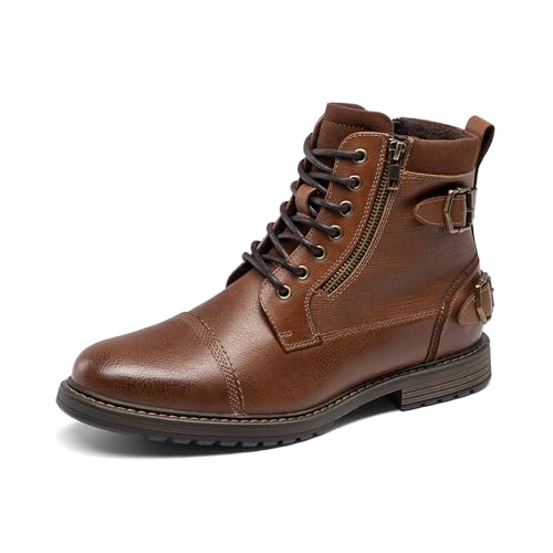 Bruno Marc Botas Moto Hombre Transpirable Botas Vestir Hombre con Sula Antideslizante Botas Invierno con Forro Tela Comoda,Size 43,Camello,BMUMAB2514