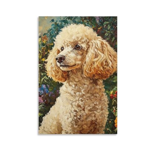 Cuadro de caniche en lienzo de 50x75cm para cubrir paredes vacias salon