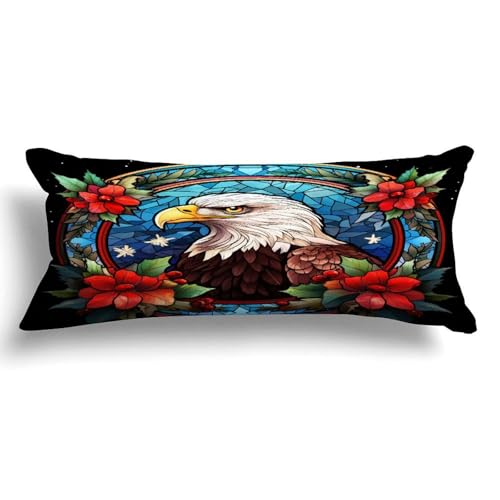 Rebbygena Stained Glass Christmas Zipped Decorative Long Body Pillow Cushion Cover Case Pillowcase for Adults Girls 20x54in,Long Throw Body Pillow Cover for Hotel Home Bed Living Room Decor