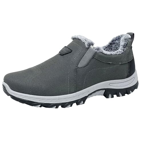 Botas de senderismo ligeras para hombre, informales, cómodas, con forro polar, gruesas, cálidas, para senderismo, al aire libre, gris, 42.5 EU