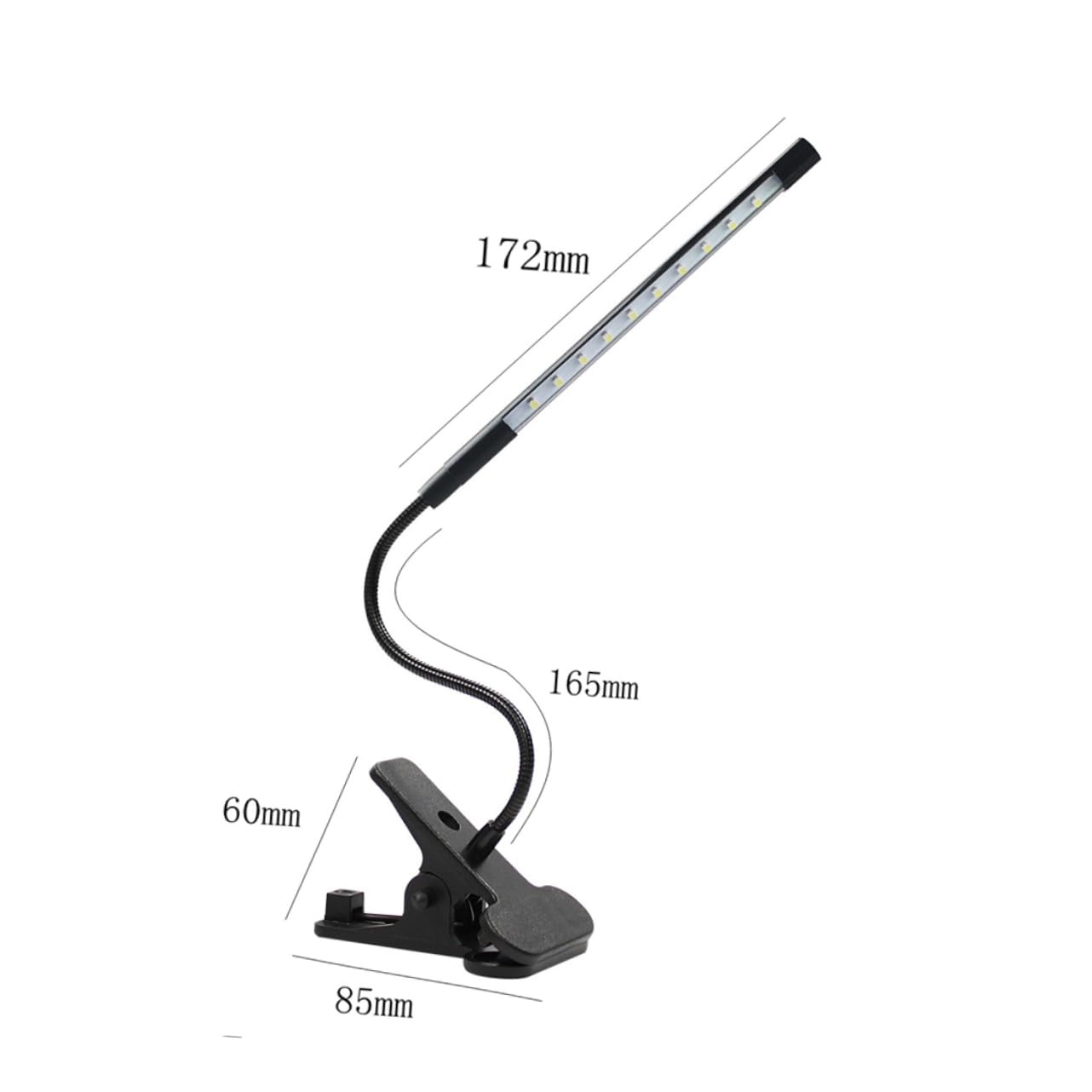 a Clip LED USB Lumperia Regolabile Protezione agli Occhi Lampada la Lettura Studio Luce Bianca Nera per Ufficio Camera da Letto e scrivania Utilizzo