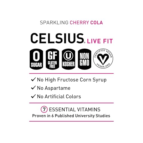 Celsius 2299683 Sparkling Cherry Cola, Functional Essential Energy Drink 12 Fl Oz thumb #3