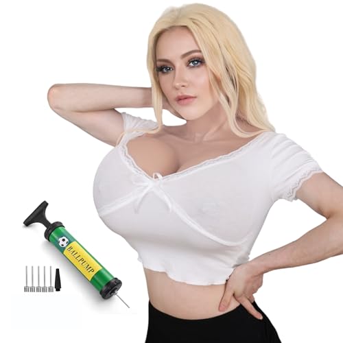 Image of ROANYER Inflatable Silicone Breast Forms,Realistic Fake Boobs, DHZ Cup Breastplate for Crossdresser, Transgender, Drag Queen